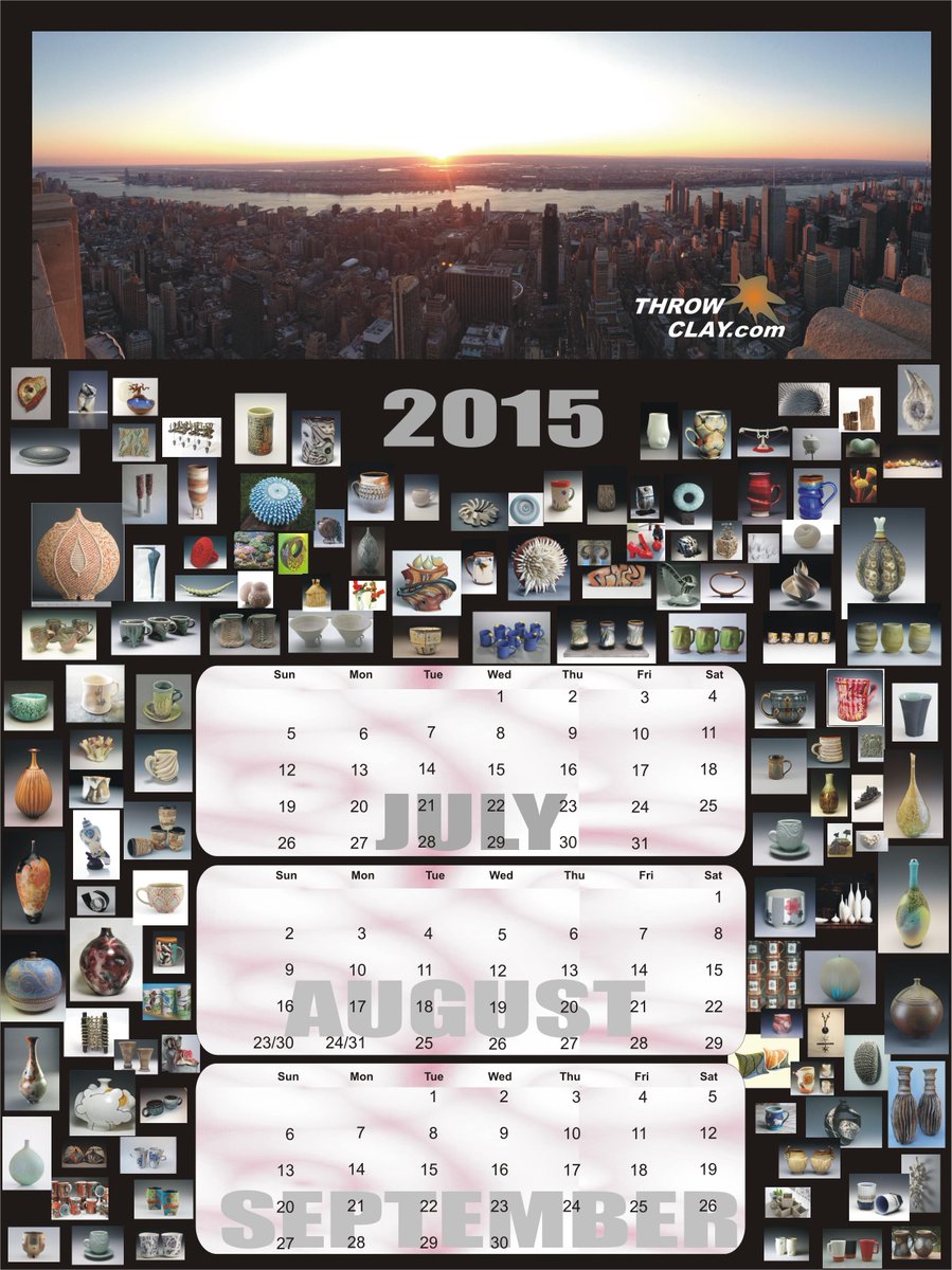 throwclaycom's tweet image. @jcairnsceramics Calendar of ceramic art for 3rd quarter, +/-100 different artists works from ThrowClay.com