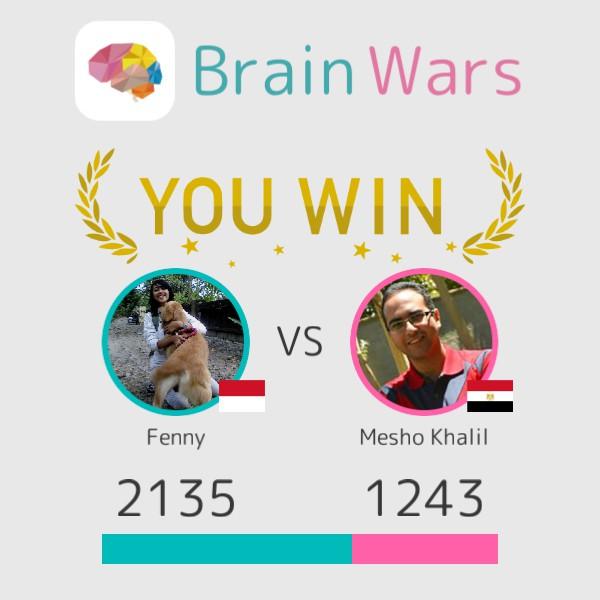 FennyPrincess's tweet photo. I challenged Mesho Khalil and won:) Challenge players from around the world! #BrainWars
http://t.co/fiA04Oreec http://t.co/CjZtHbV0HC