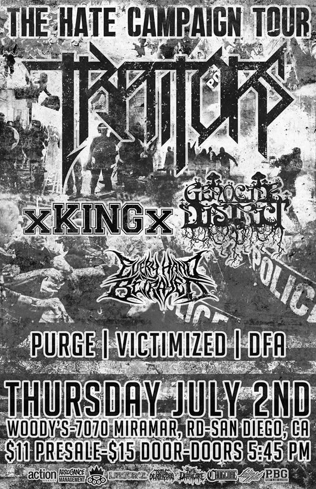 We are playing San Diego on JULY 2ND w/ Traitors and a ton of other dope bands. Roll out.