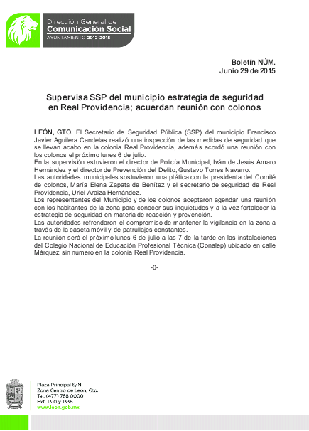 Seguridad_Leon's tweet photo. Supervisa SSP del municipio estrategia de seguridad en Real Providencia; acuerdan reunión con colonos. http://t.co/olzL2G9vfL