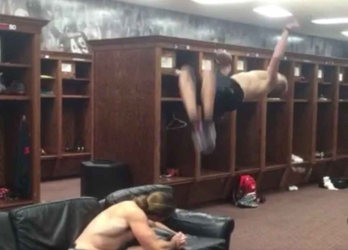 BleacherReport's tweet photo. VIDEO: Texas Tech WR Dylan Cantrell makes several backflip catches including one off a couch http://t.co/fGpzUu6PE8 http://t.co/RSXhBXjIiA
