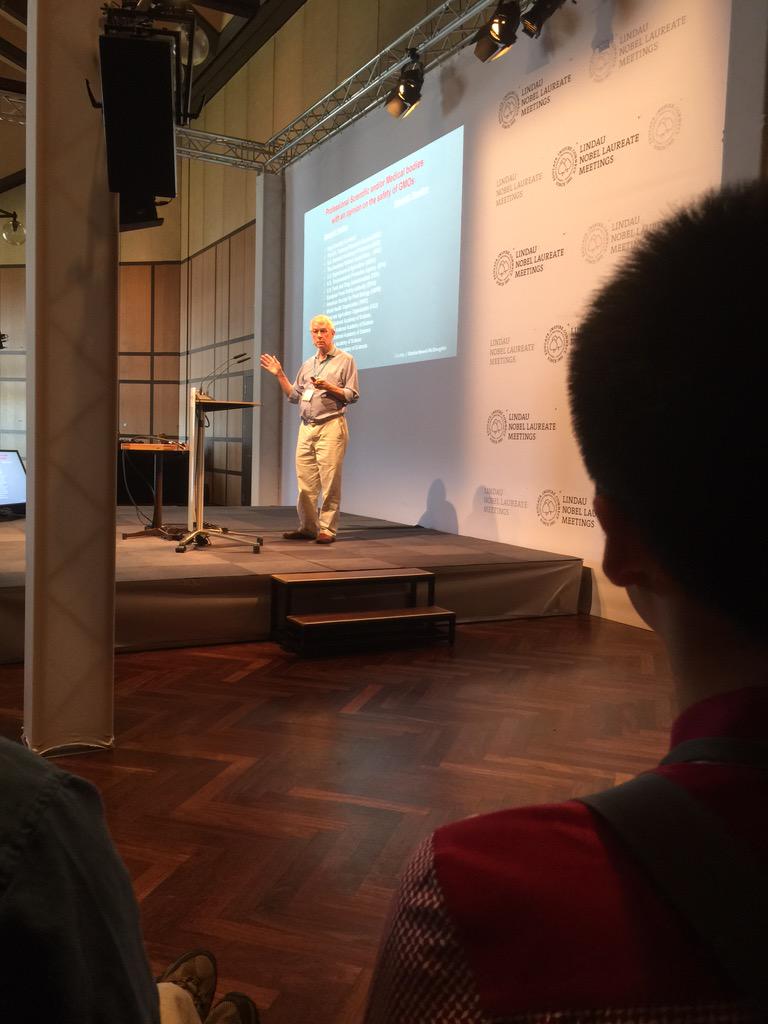 GMOs have reduced pesticide use. #lino15 <a href="/lindaunobel/">Lindau Nobel Laureate Meetings</a> #debunkingpesticidemyth Learning tons here.