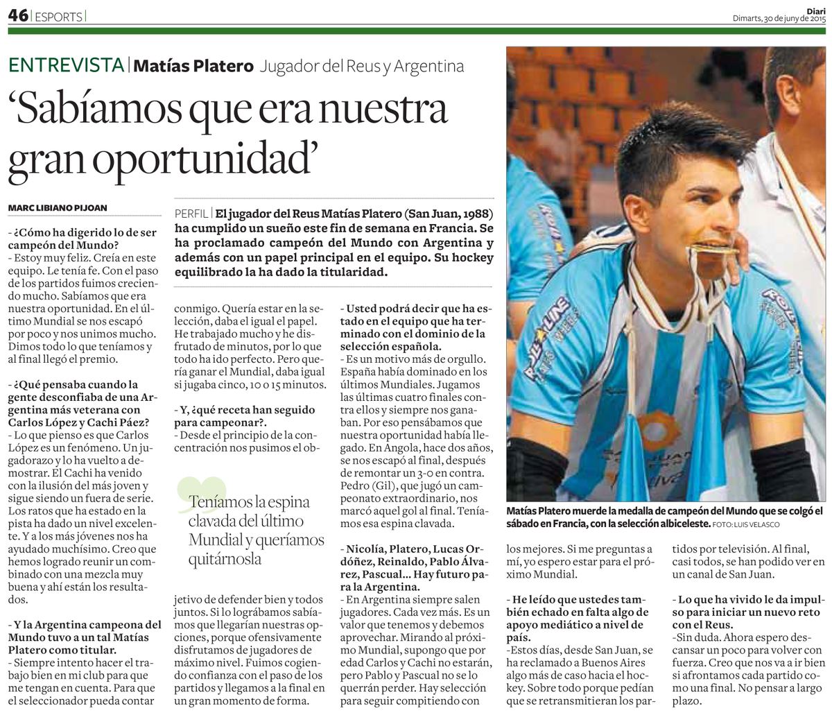 'Sabíamos que era nuestra gran oportunidad’. <a href="/PlateroMatias/">Matias Platero</a> al <a href="/diaridtarragona/">Diari de Tarragona</a>: ow.ly/OYfgh #OKVendee