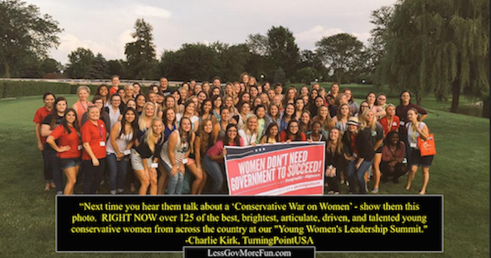 LessGovMoreFun's tweet photo. . @Greta - When you hear them talk about 'conservative war on women' - show this @CharlieKirk11 #YWLS2015 #Congress http://t.co/lj1Ds01FLe