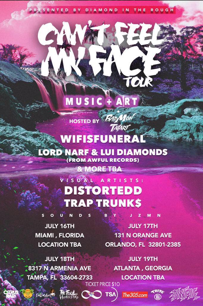 citrusrap's tweet image. #CantFeelMyFaceTour w/ Wifi, @LordNarf, Lui Diamonds, @distortedd_ + more in 2 weeks