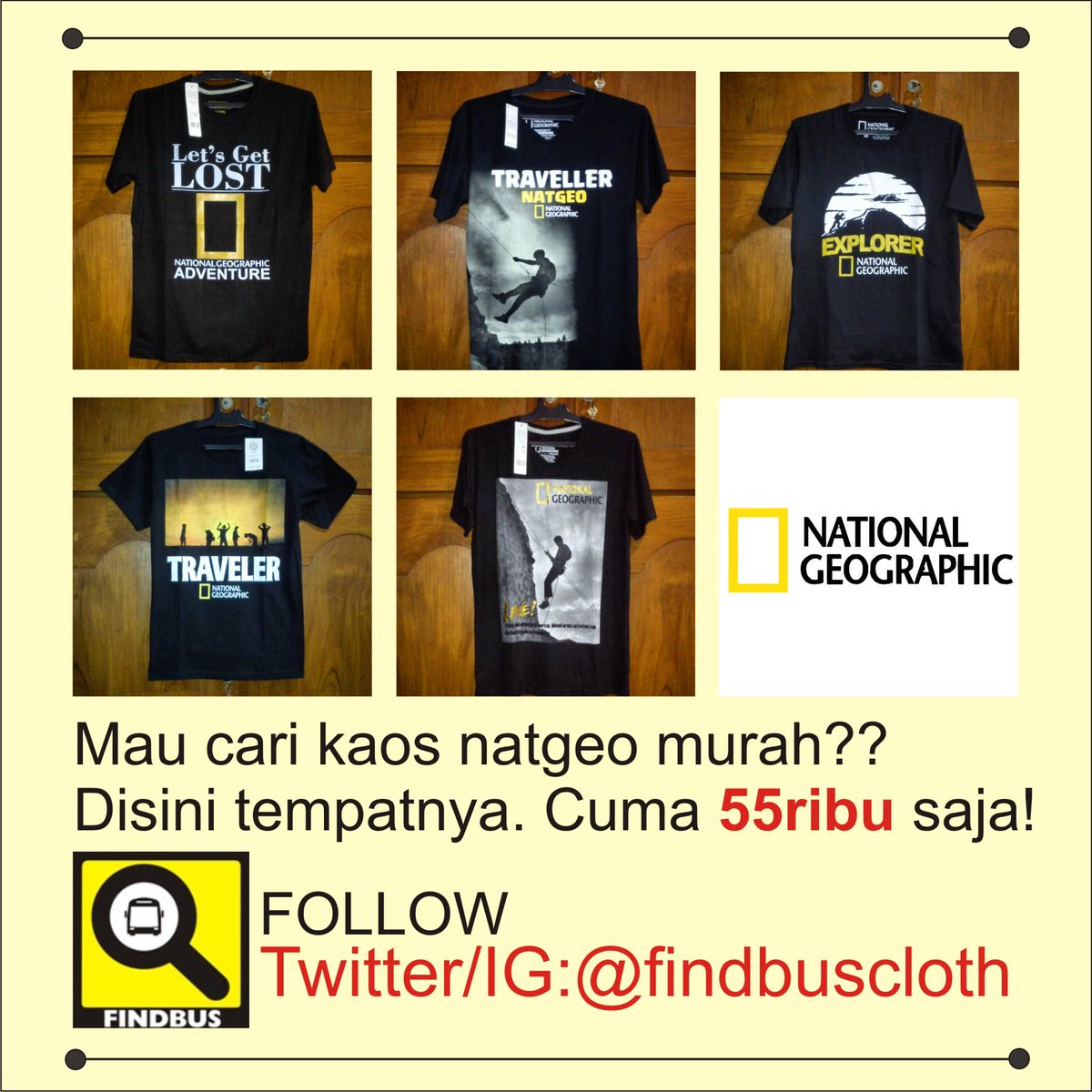 findbuscloth's tweet photo. Yuk mas/gan/bro dicek kaos natgeo nya, cuma 55ribu saja :D http://t.co/86agu1Q21l