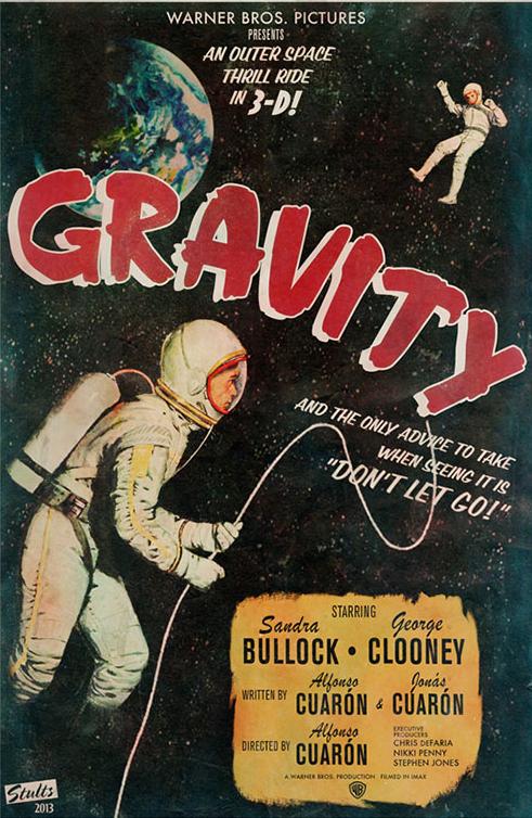 OrsonGalore's tweet photo. Gravity (2013) - Two alternate posters. "Clear skies with a chance of satellite debris." #scifi #art #fanart http://t.co/oP9SK2W5i3