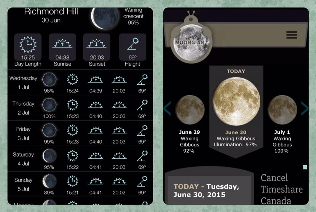 MrsBlah's tweet image. Errr...something's up with the #NightSky app. I see a near-full moon, but you say "No no no no no"? #checksources