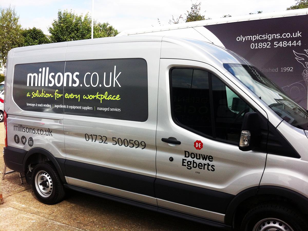 OlympicSignsUK's tweet photo. Vehicle #signage for the mighty @MillsonsVending of #Tonbridge, at our unit in #TunbridgeWells http://t.co/gaDQioZl7L