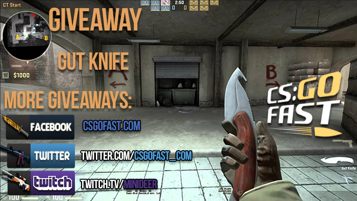 csgofast_x's tweet photo. Twitter
GiveAway! 
RT + Follow us! Drawing the winners on  July 3 . 
Test your luck with @CSGOFast_com http://t.co/tXf1L63CEO