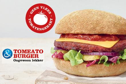 Een burger gemaakt van tomaat. Wie heeft de &amp;Tomeato burger al geproefd? Zie ook: snack-nieuws.nl/kwalitaria-ver….