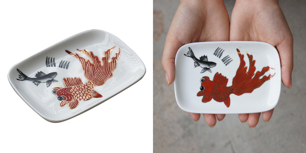 paperincouk's tweet photo. 'Goldfish' handpainted soap dish http://t.co/Idw68wH5Jx