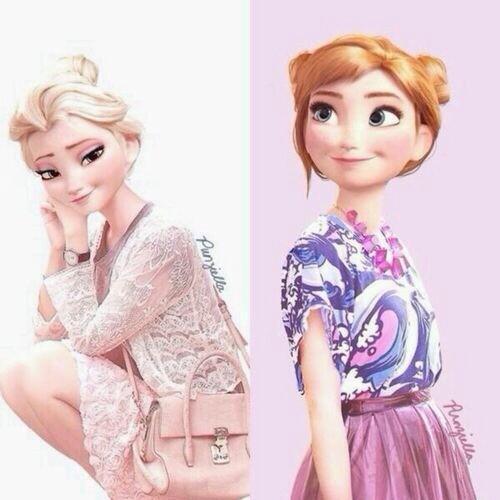 ファンが作った私服のアナとエルサ♡  #アナと雪の女王好きならRT