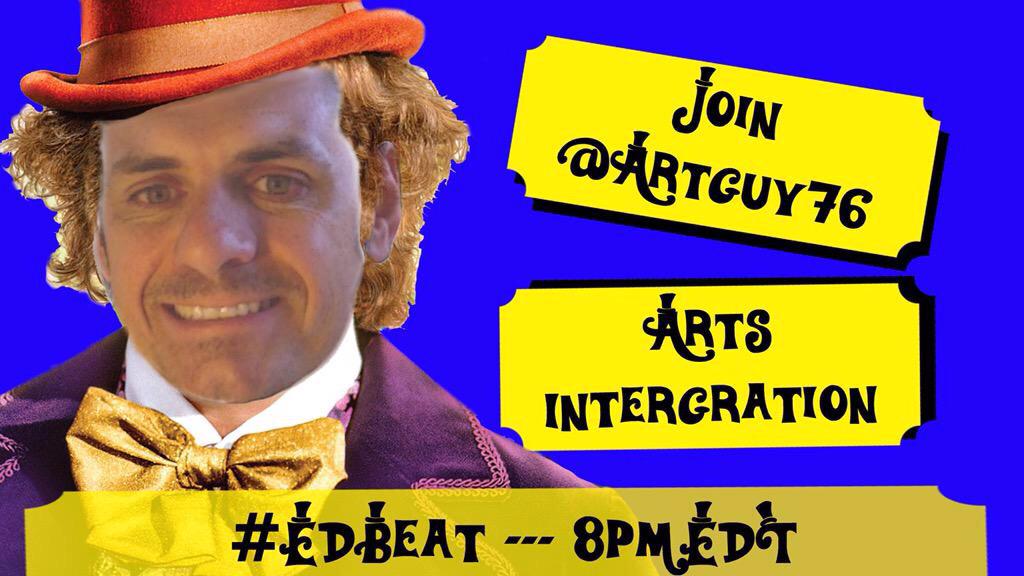 smgaillard's tweet image. @Artguy76 hosts #EdBeat this Wednesday at 8 pm EDT. An upbeat convo on Arts Integration! Join us!