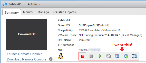 VFrontDe's tweet image. Who else feels that powering on a VM in the Web Client should be easier than it is now?#vSphere6 #WebClient