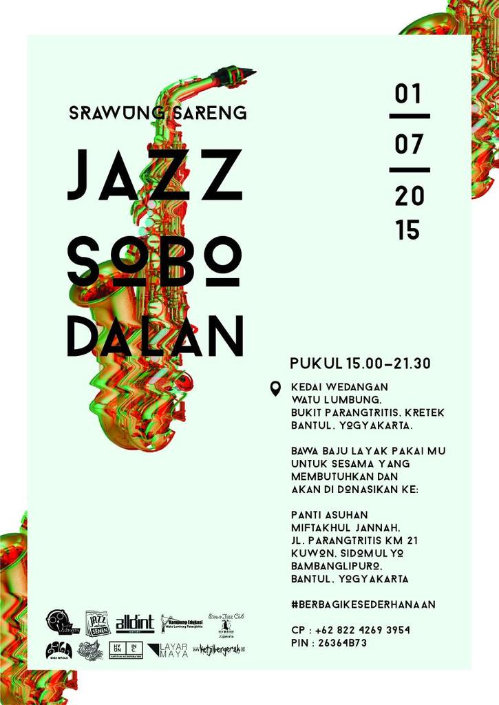 Kancaku!
Jazz Sobo Dalan hadir lagi nih!
Di Kedai Wedangan, Watulumbung, Bukit Parangtritis, Bantung.
BESOK!