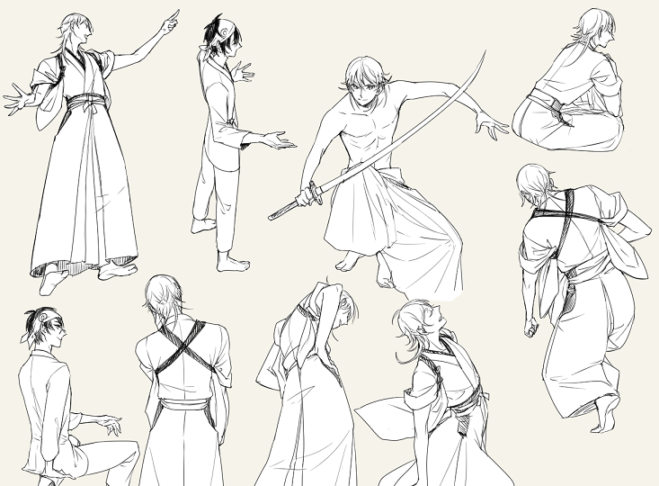 ふじ 鶴丸 と少しの三日月 内番練習 主に袴練習 Http T Co Ikyajvquku Twitter