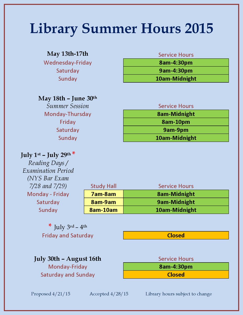 Schaffer Law Library will be closed on Friday, July 3 &amp; Saturday, July 4.