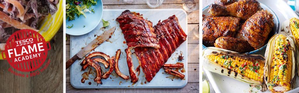 All BBQ essentials at Winterton. Why not go to tesco flame academy on website for ideas and inspiration