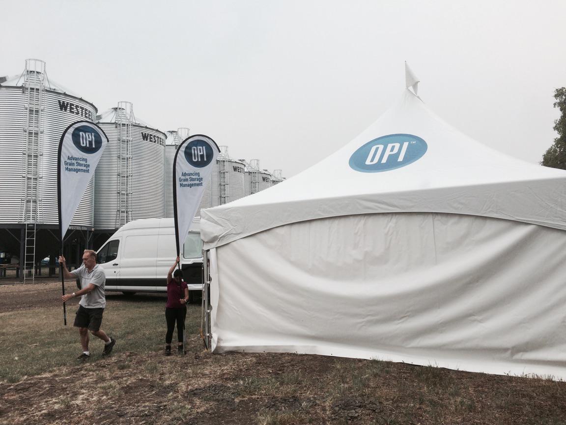 OPIAgSolutions's tweet photo. Setting up to kick off the #GrainStorageManagement tour today in #Rosetown with @CentralPlainsCo. See you there! http://t.co/zMOpnID0jN