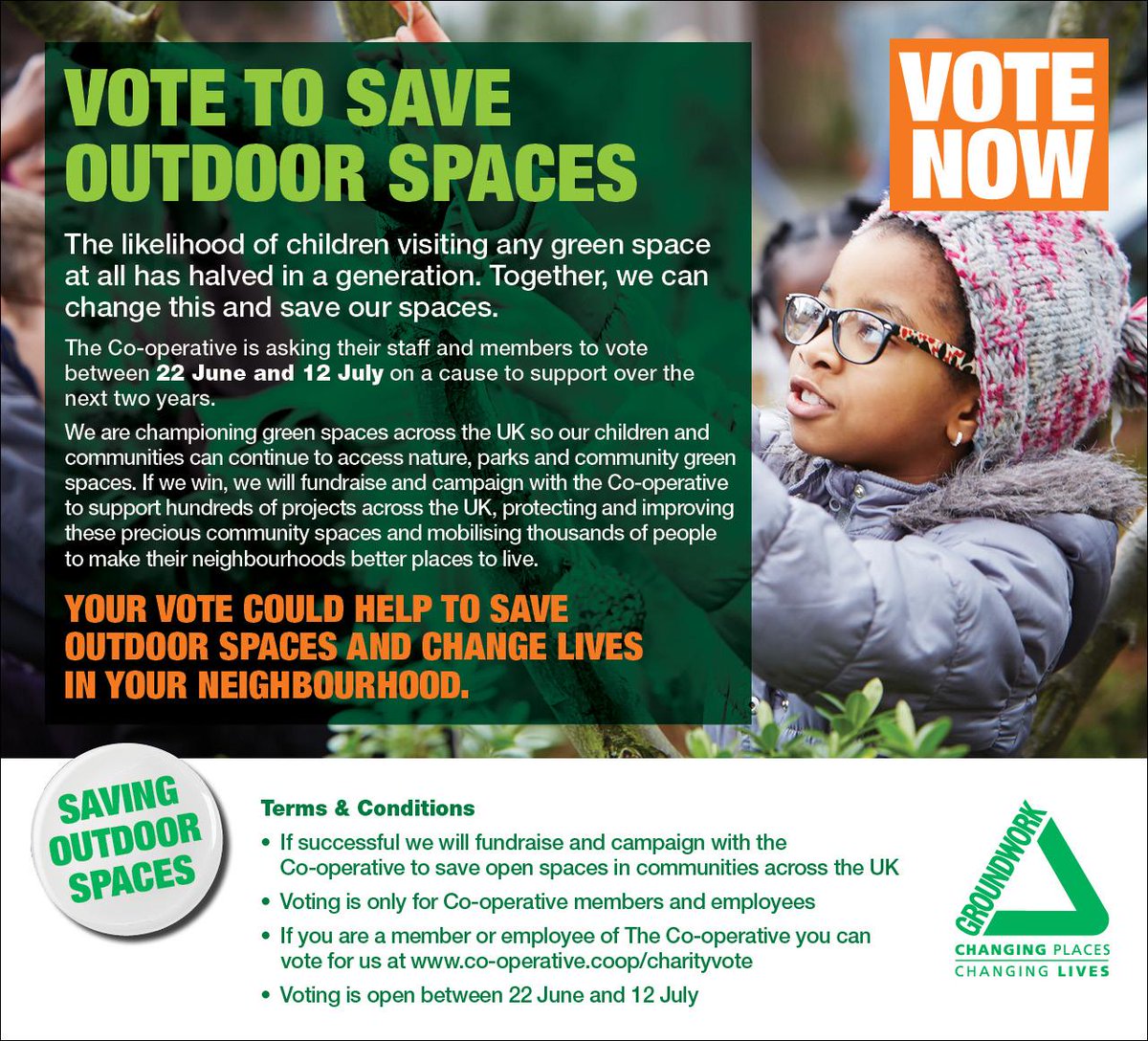 We will work with @TheCooperative to save open spaces across the UK. Pls vote co-operative.coop/vote #CharityTuesday
