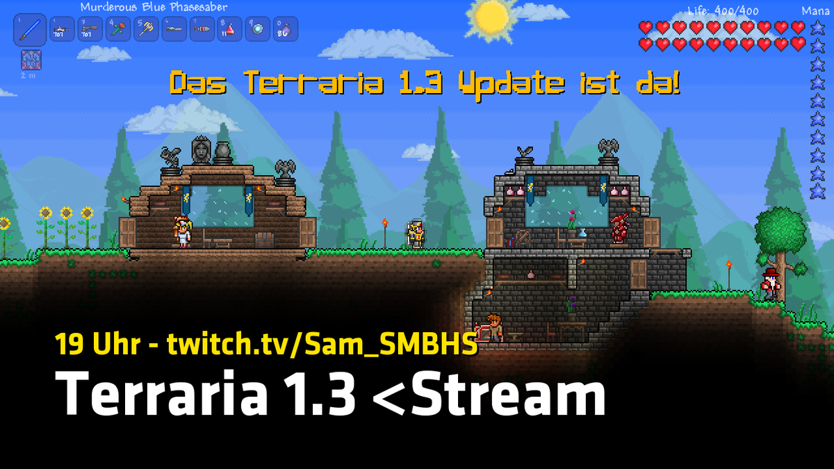 Sam_SMBHS's tweet photo. Schaut jetzt in den #Terraria 1.3 #SamStream rein!
Über ein RT würde Sam sich freuen c:

http://t.co/I2mSBacunv http://t.co/Zki7TP5xyu