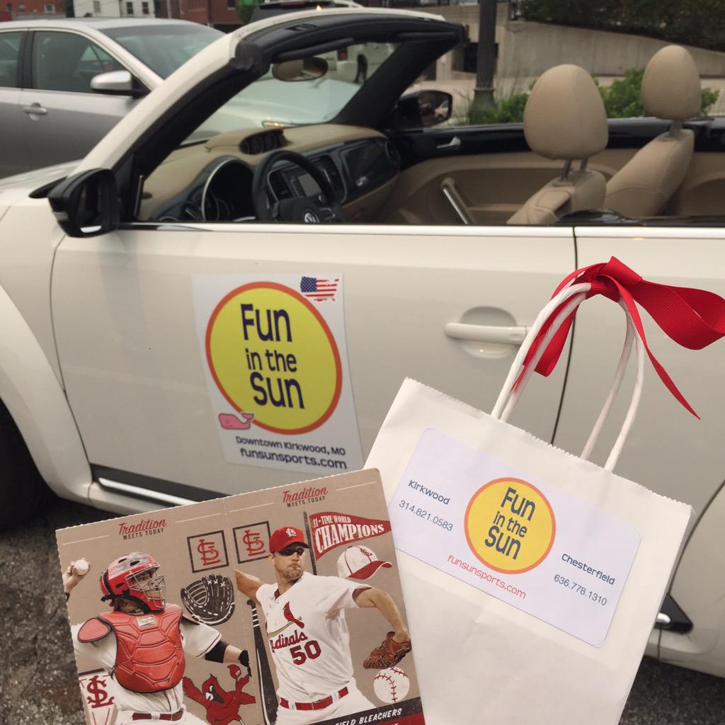 FunSunSports's tweet photo. The Fun Bug is leaving the Kirkwood shop and heading north for some #HiddenFun! @Cardinals tickets! http://t.co/Gow4eP7pgI