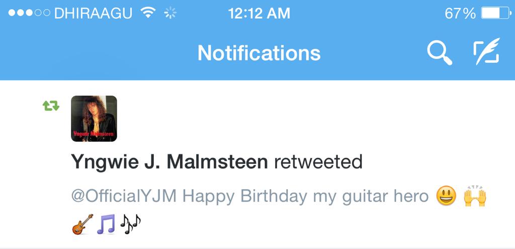 Omg Yngwie malmsteen remessageed my message birthday message . Is this real life I\m happy ... 