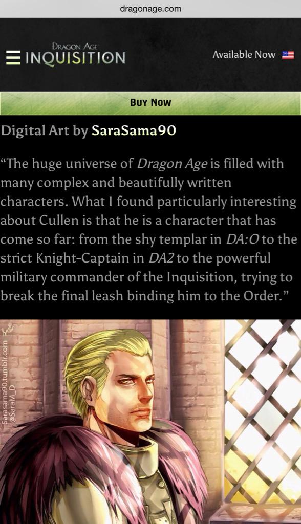 SaraM_D's tweet photo. الموقع الرسمي لدراقون إيج حطو رسمتي لCullen
thanks for the feature! ^^ .@dragonage
#قيمرات #قيمرز #FanQuisition #DAI http://t.co/VPrzfPcFil