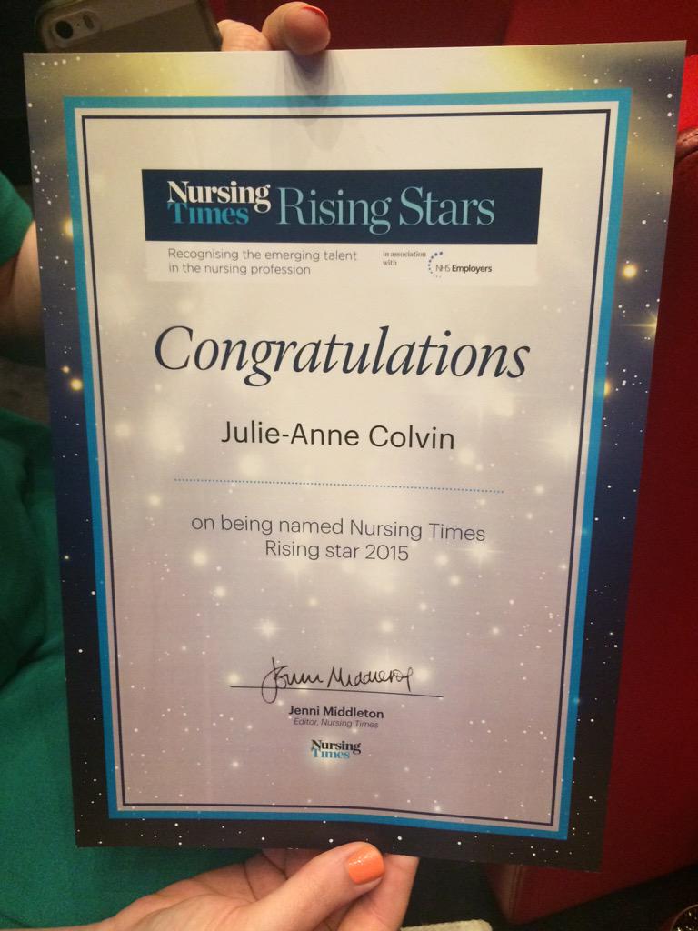 SiobhanRogan's tweet photo. @SouthernHSCT Delighted to have 1 of the top 25 rising stars of nursing working in our team #ntrisingstars #idcamhs http://t.co/mJA2YT0tzL