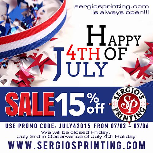 sergiosprinting's tweet photo. Happy 4th of July! Celebrate with http://t.co/nBtdqhLRVp with 15% off! God bless the USA! #fullcolor http://t.co/8vzU9QD9zB