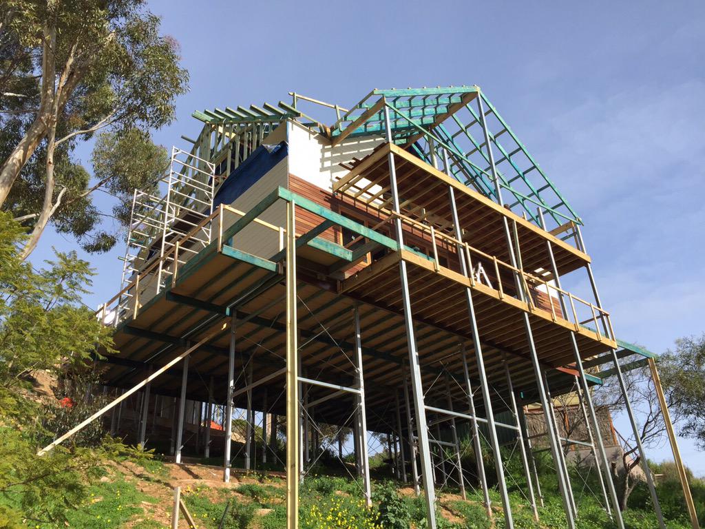 ODMBuilding's tweet image. Best shot yet of the scale of this 'house on the hill' in Glen Osmond. A very exciting and challenging job!