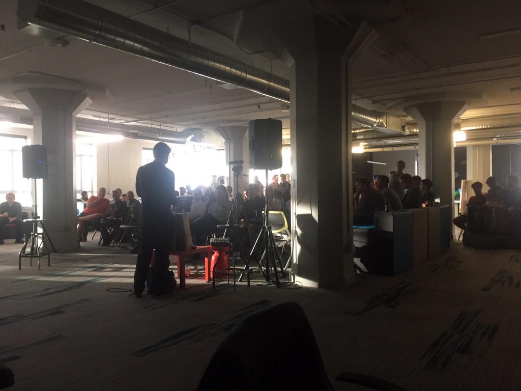 AugurProject's tweet photo. Huuuuuge turnout for tonight's Augur presentation in San Francisco! #bitcoin #Ethereum #predictionmarketss http://t.co/UzpwO9ITSM