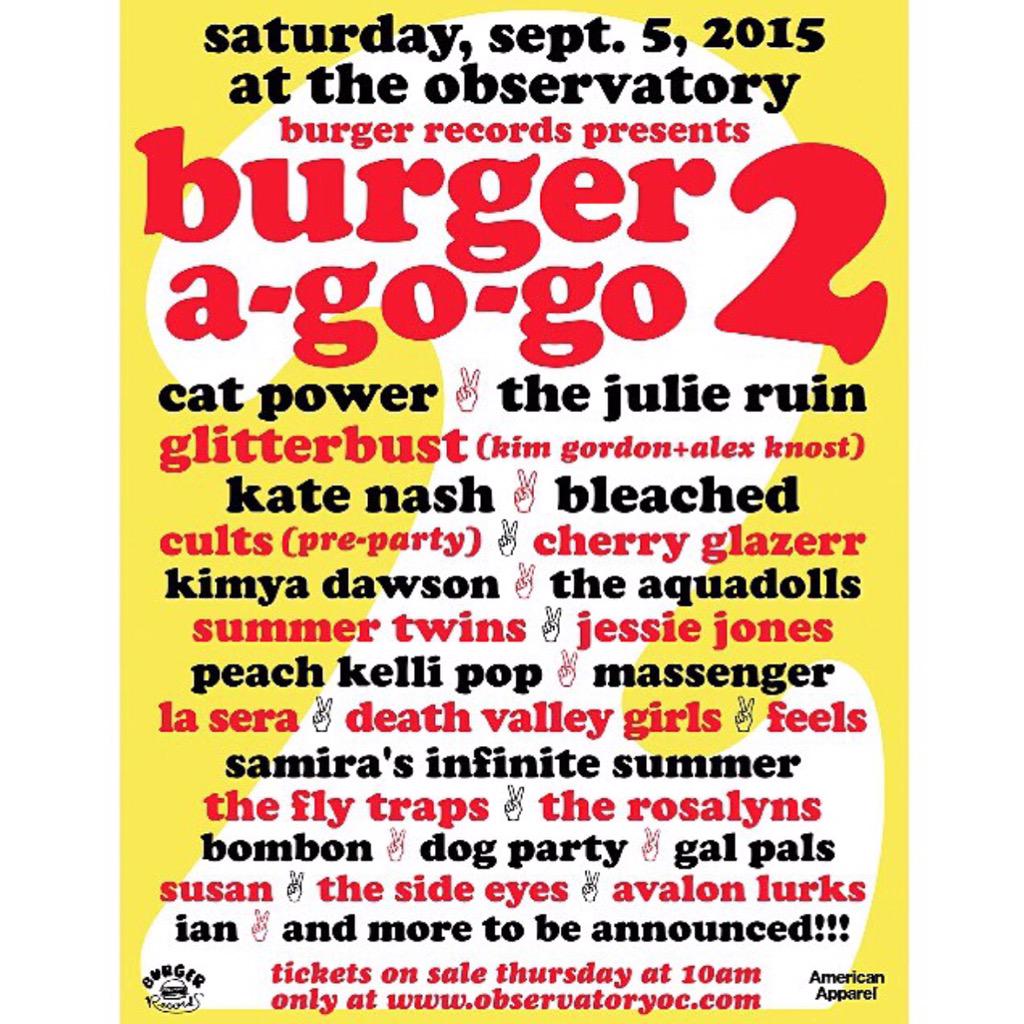 thematmagazine's tweet photo. Step up your game other music festivals! The all female fronted #burgeragogo 2 presented by #burgerrecords lineup! http://t.co/RAOfgAXkyp