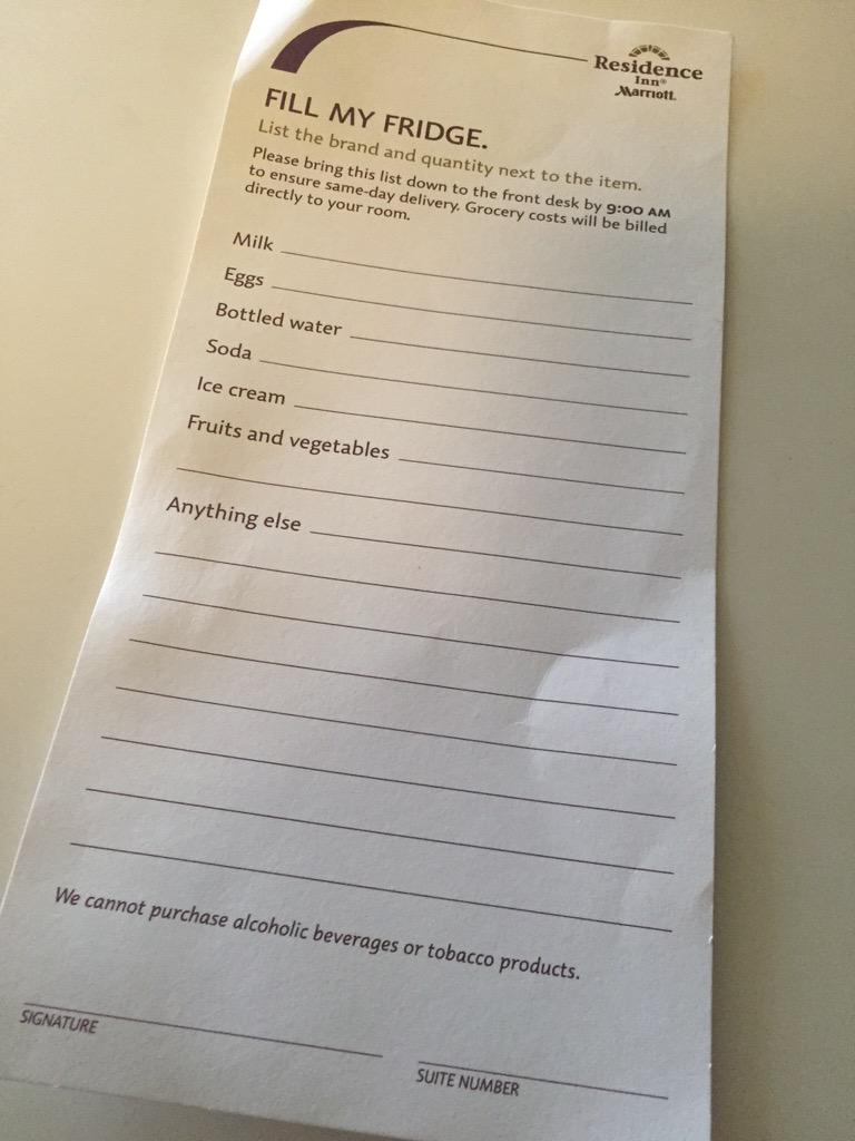 Fill your fridge at <a href="/ResidenceInnLAX/">Residence Inn LAX</a> fill out this form and groceries will be delivered to your room! #travel