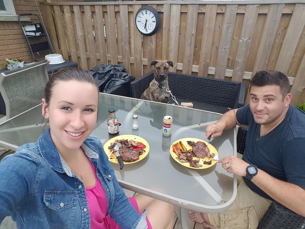 AmandaMassi's tweet photo. This might make us bad dog owners but come on ....how cute is this?! #familydinner http://t.co/4MKnplBaAi