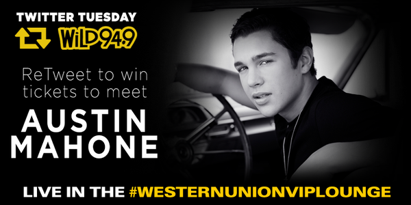 Wild949's tweet photo. Who's NEXT? - RT to WIN! Meet @AustinMahone this Thursday in the #WesternUnionVIPLounge! #Mahomies #Wild949Austin http://t.co/2l0L0tUFml