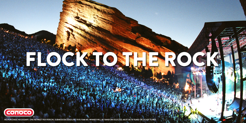 RT to win 2 tickets to the 8/4 @RedRocksOnline concert + a $50 gas card. 5 lucky winners TBA. Ready, #Denver? Go!