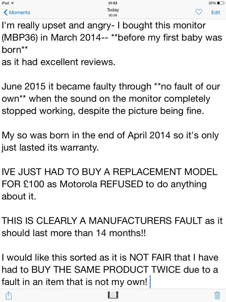 Emilyprowse2's tweet photo. @Motorola 
@MotorolaSupport

not happy---- awful service and poor quality products. Here's my issue: http://t.co/vA3QW1os0j