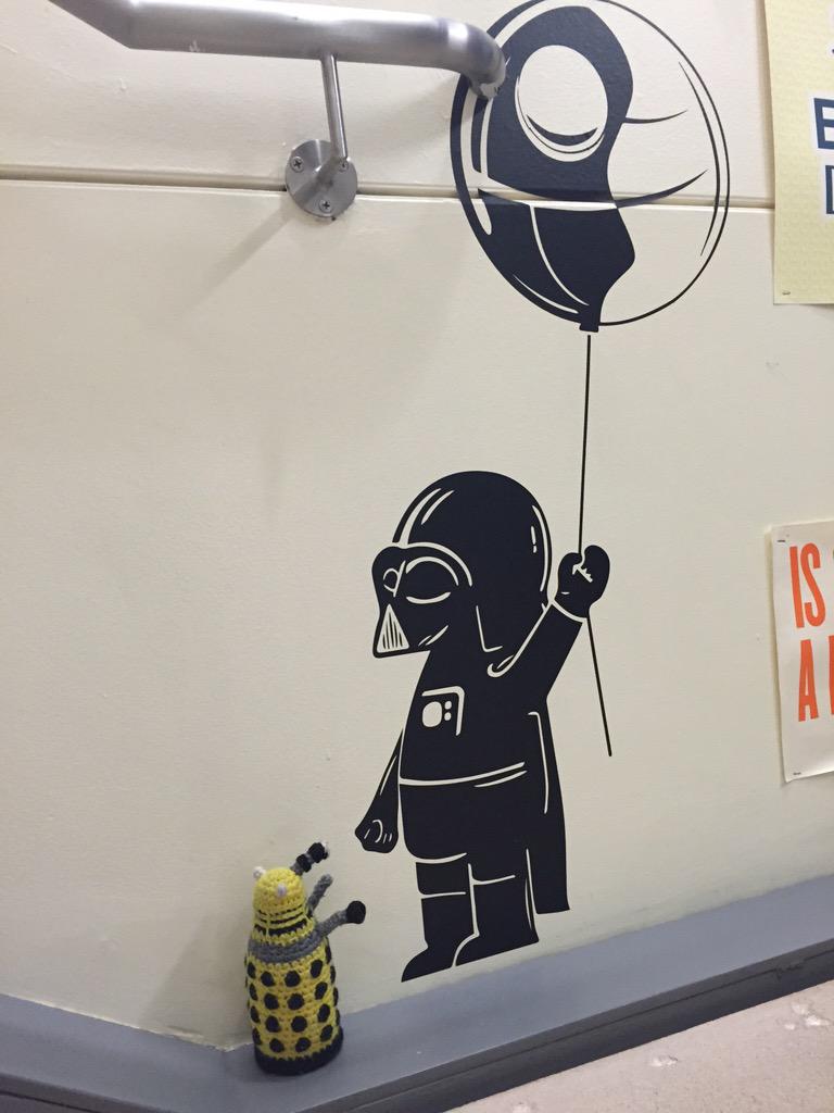 MyDalekAndMe's tweet photo. A #BabyDarth may soon be parted from his Death Star balloon. Nothing can stop a Dalek! http://t.co/FxeXMt0Mr5