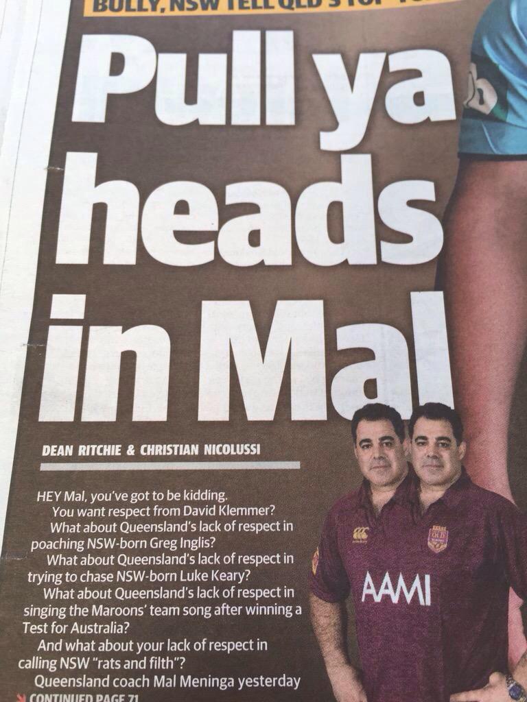 trentslatts's tweet photo. This is why #OriginBantz is the worst. Bring on the cricket next Wednesday. http://t.co/RAjhhTlpE0