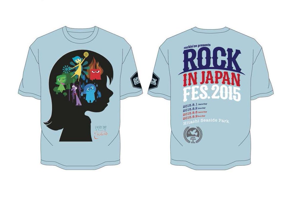 ディズニー スタジオ 8月開催 Rock In Japan Festival 15 インサイドヘッド 公開記念 ディズニー ピクサーブース 登場 オリジナルフェスtシャツも発売 Http T Co Nwleueouy4 Rijf15 Http T Co Sefesmwre6