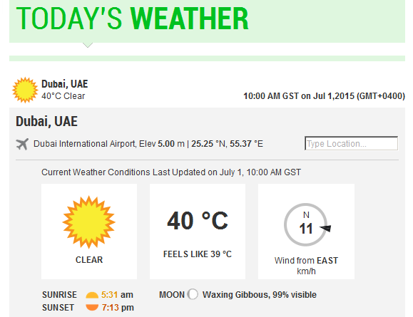gulf_news's tweet photo. Check out today's #weather in #Dubai, plus forecasts for 100s of cities around the world http://t.co/bGmRdESZVo http://t.co/HPVx1VtUo2