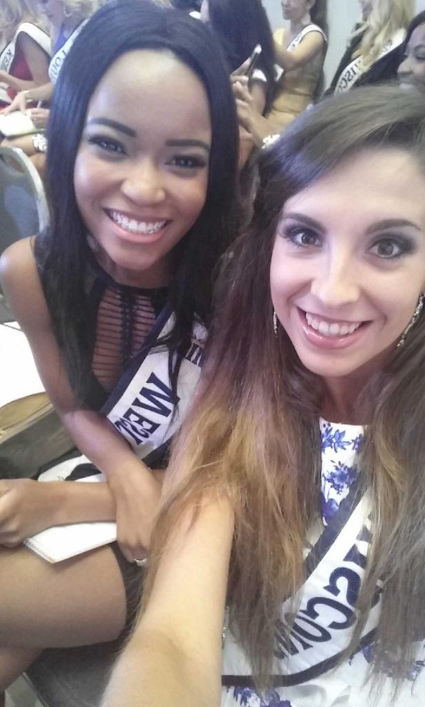koback03's tweet photo. Day one: selfies with the lovely delegates of the Miss United States Organization! 💜👑@GoMissUS #MissWisconsin http://t.co/NPGDoagM6Q