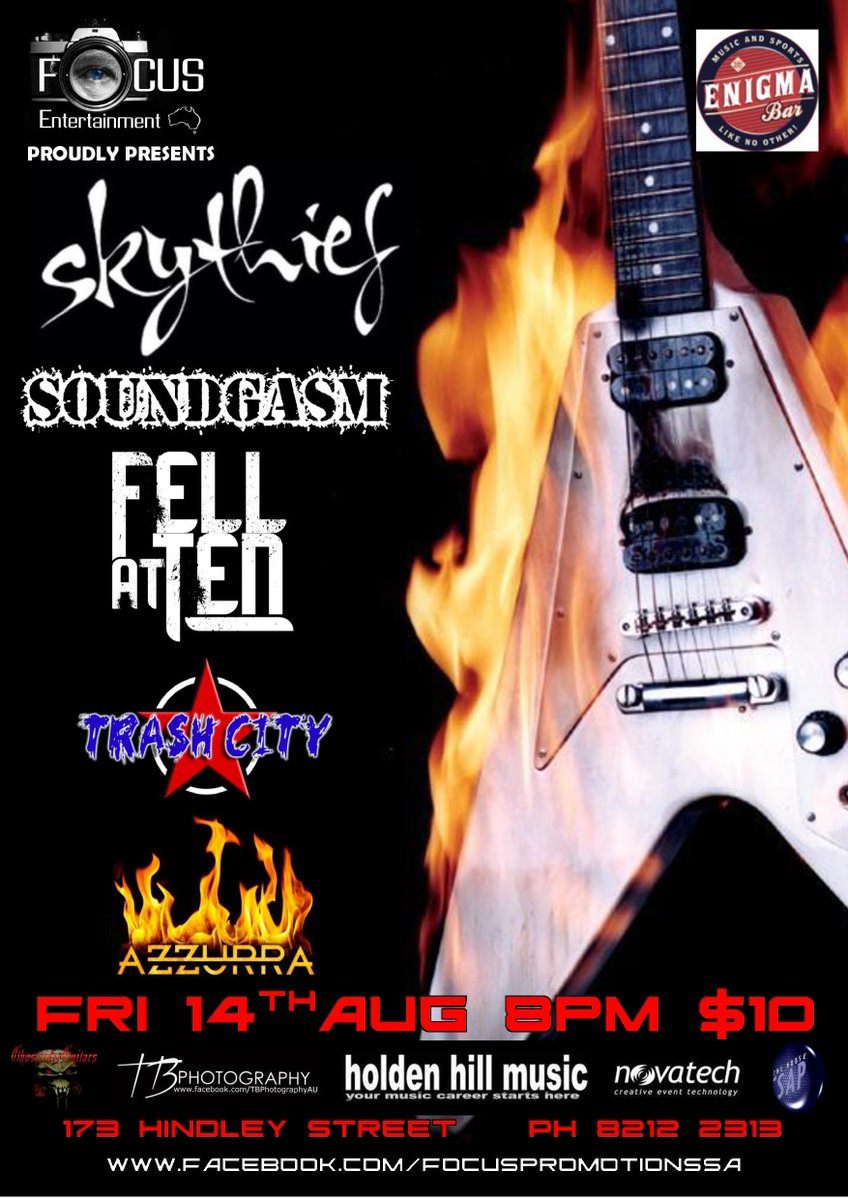 FocusPromoteSA's tweet image. ENIGMA BAR ADELAIDE! SATURDAY 14TH AUGUST.....