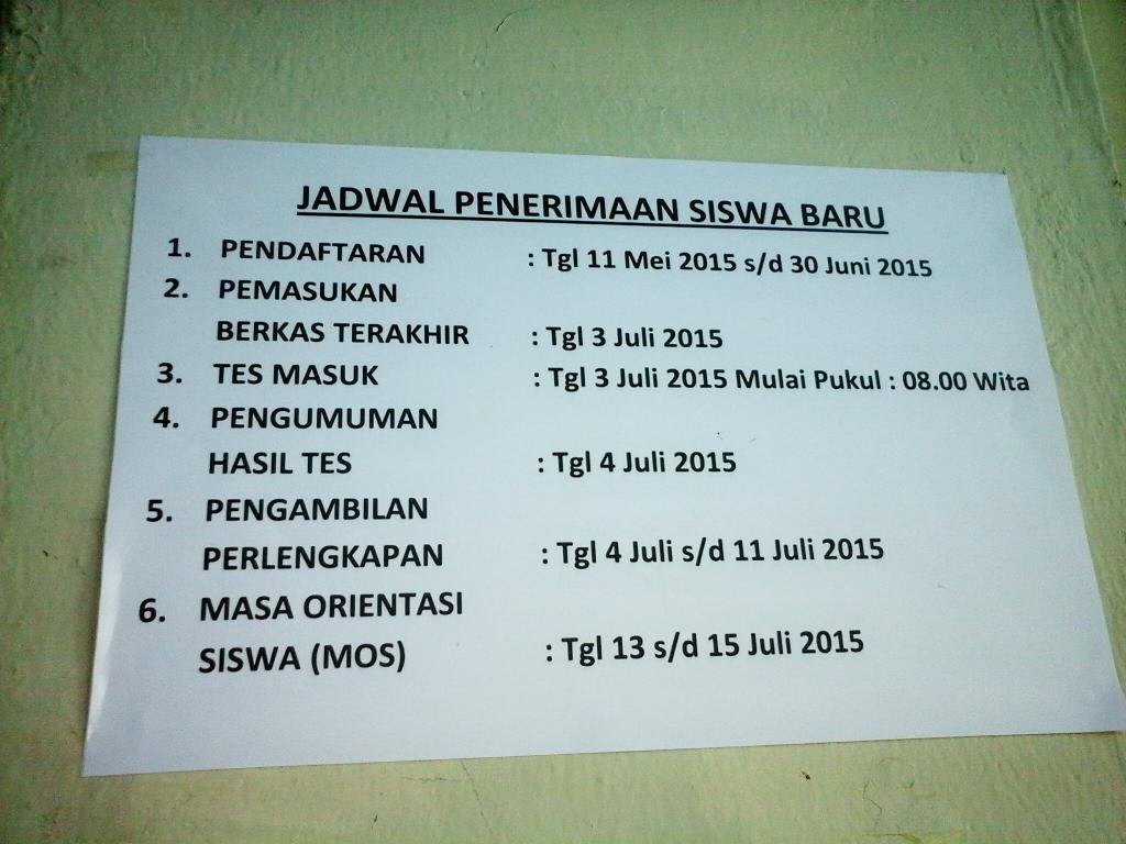 Jadwal penerimaan siswa baru tahun 2015/2016