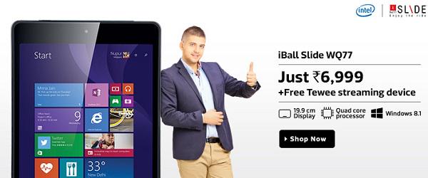 Searchmymobile's tweet photo. #iBall #SlideWQ77 at just Rs.6,999/- + Get FREE #Tewee Streaming Device!! http://t.co/gPB9cfF1ye http://t.co/xIRWae0Fp0