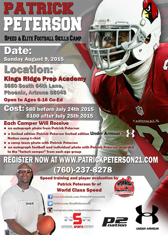 Coaches if you are in PHOENIX have your players check out the camp with PATRICK PETERSON !!! patrickpeterson21.com/pages/speed-an…