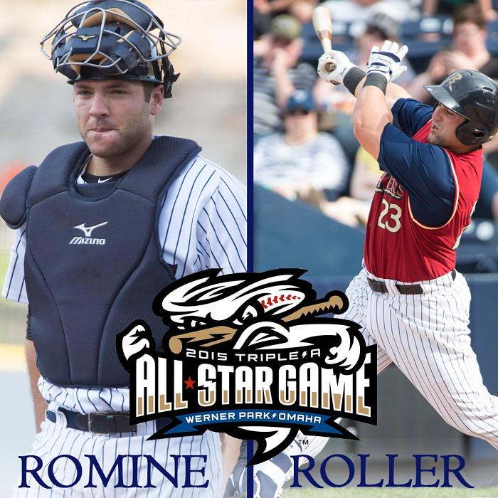 Pyro31010's tweet image. Roller and Romine play in the #TripleAAllStarGame TONIGHT on MLB Network! #GoRailRiders - sot.ag/44kgG