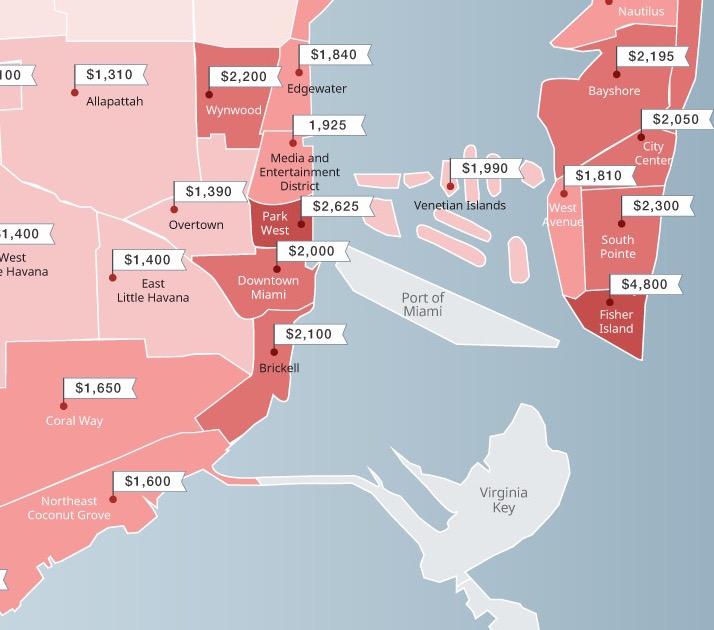 .<a href="/Zumper/">Zumper</a> released a map with the most and least expensive areas in #Miami bit.ly/1OdCyqR #LiveConnected